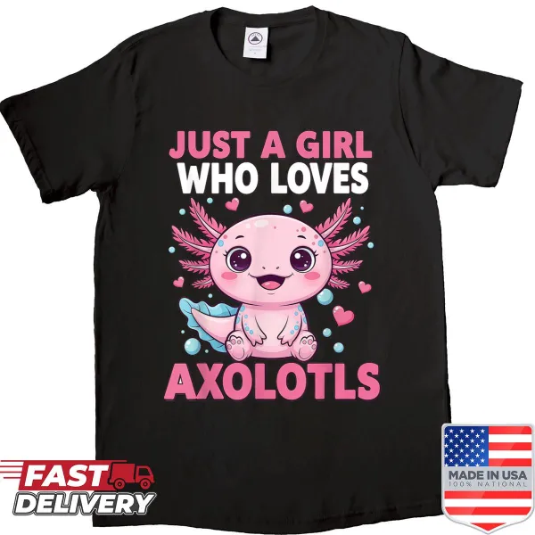 Kawaii axolotl shirt with cute design for girls