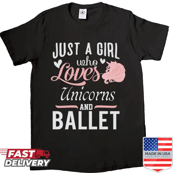 Cute shirt featuring a ballet dancer and unicorn design for girls