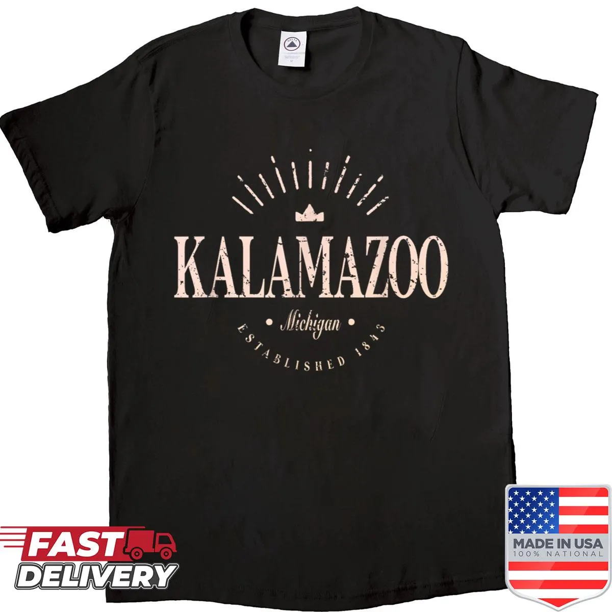 Modern Kalamazoo Michigan T-shirt with typography design