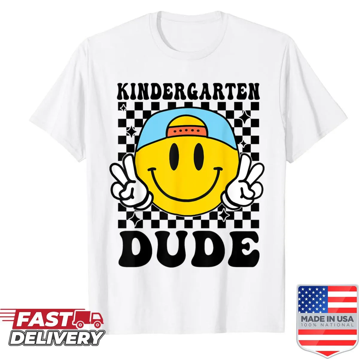 Shirt for boys featuring 'Kindergarten Dude' text for first day of school