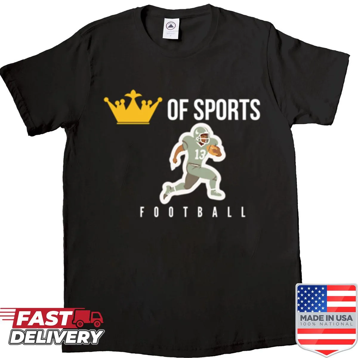 Bold text graphic 'King of Sports' shirt