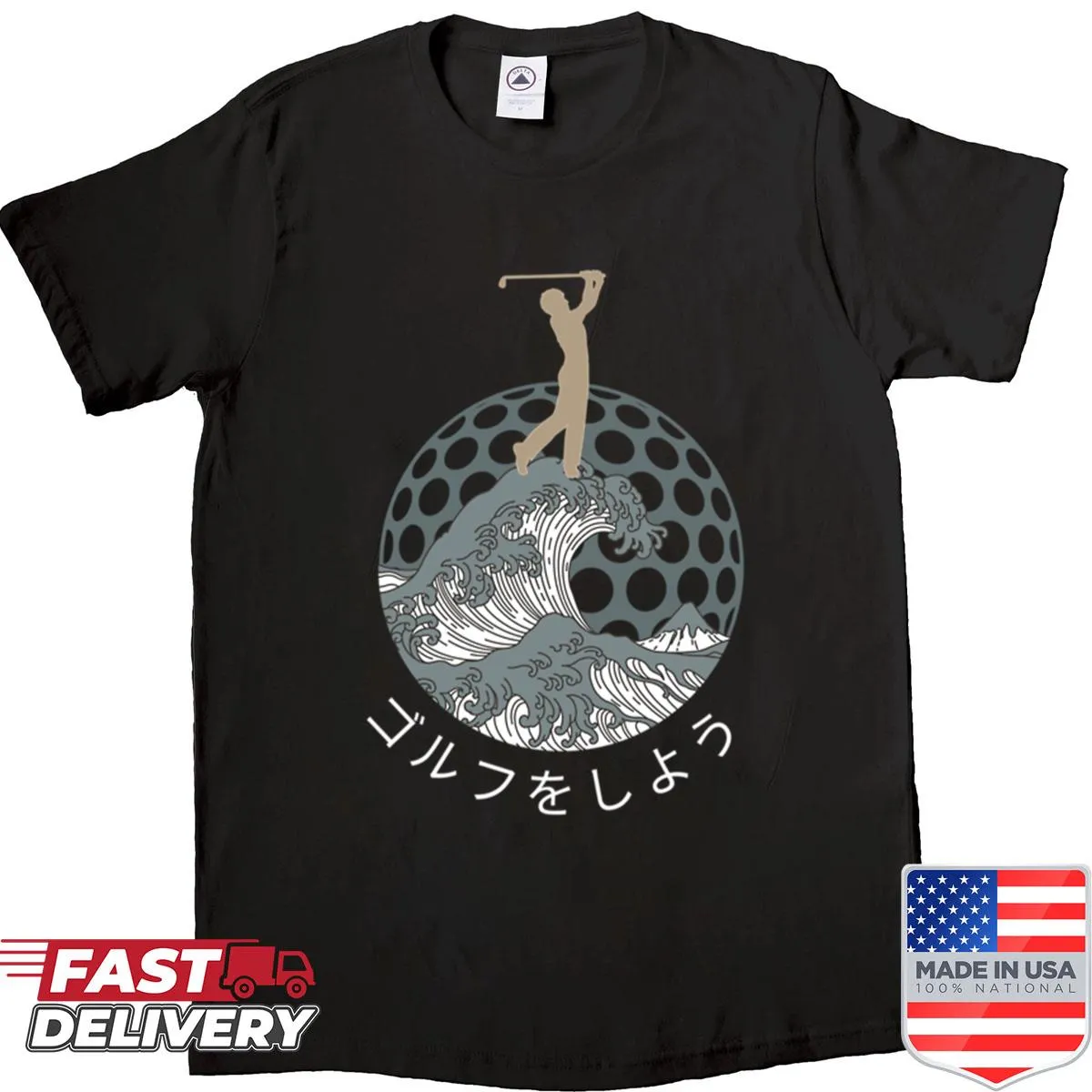 Golf shirt featuring a wave motif design