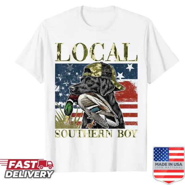 Vintage design featuring a black lab in a duck hunting setting