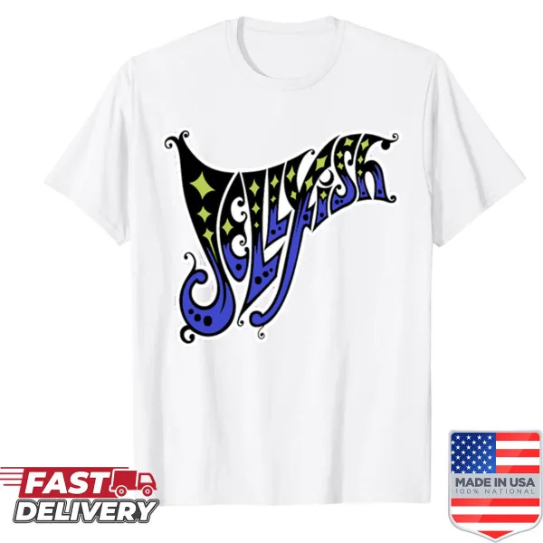 Cartoon jellyfish graphic on a playful shirt design