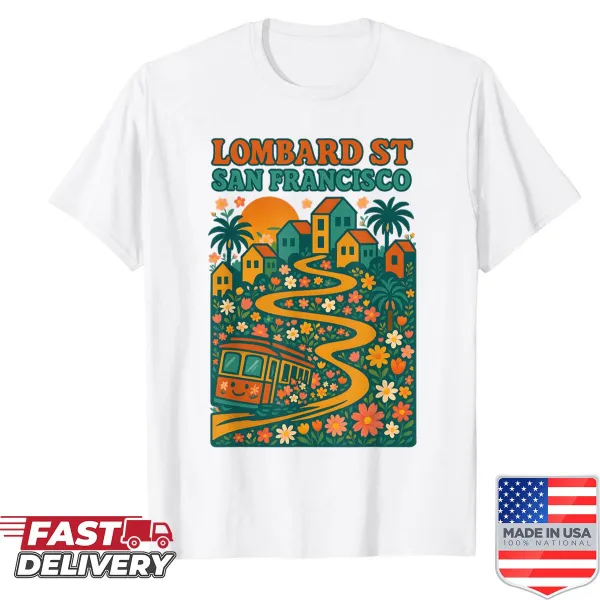 Vintage shirt featuring San Francisco cable car and floral design