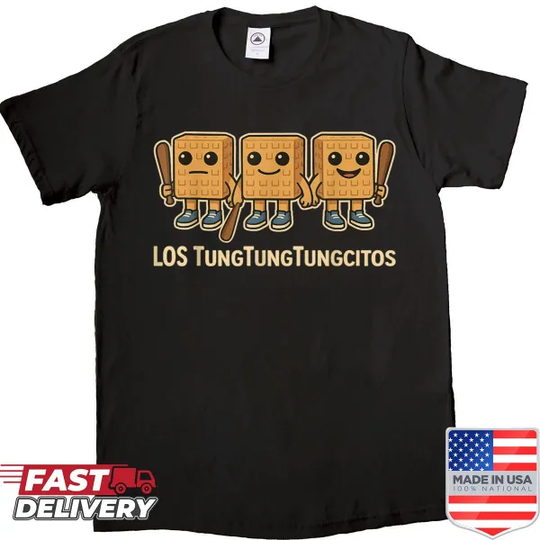 Cartoon kids meme shirt featuring Los Tungtungtungcitos
