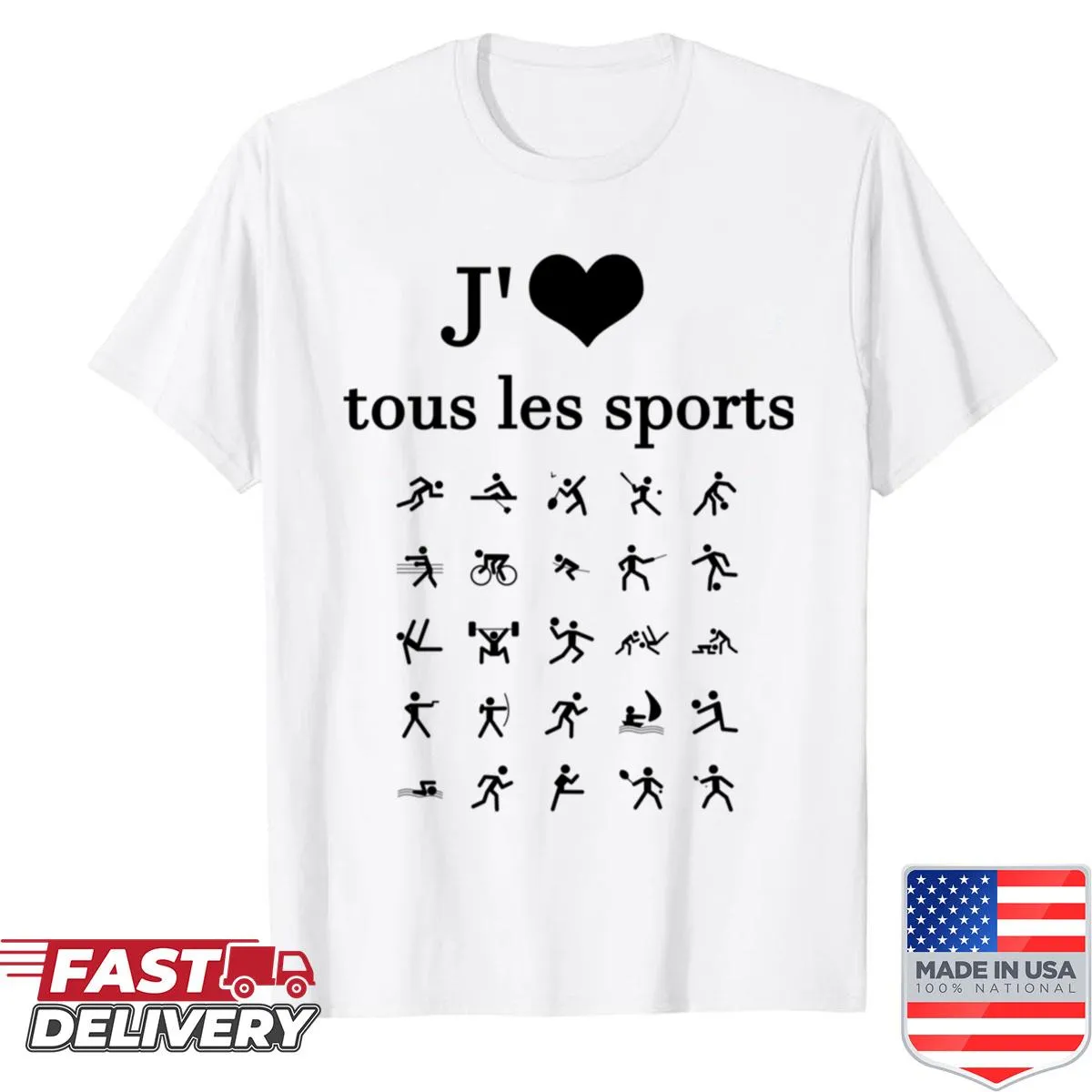Typography shirt expressing love of sports