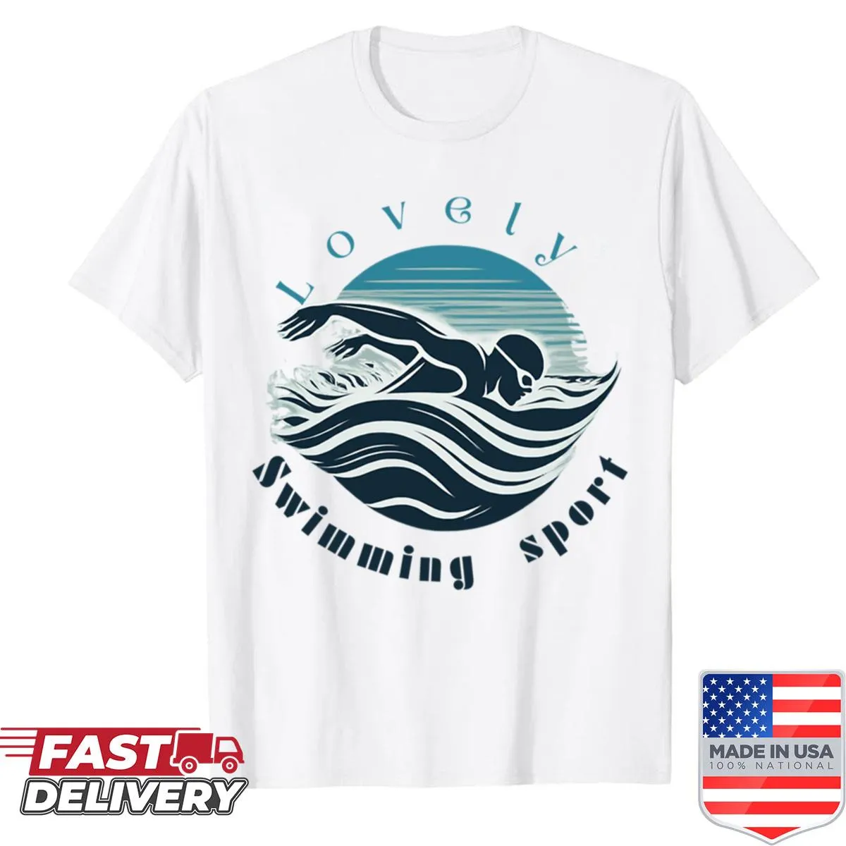 Aquatic-themed swimming sport shirt