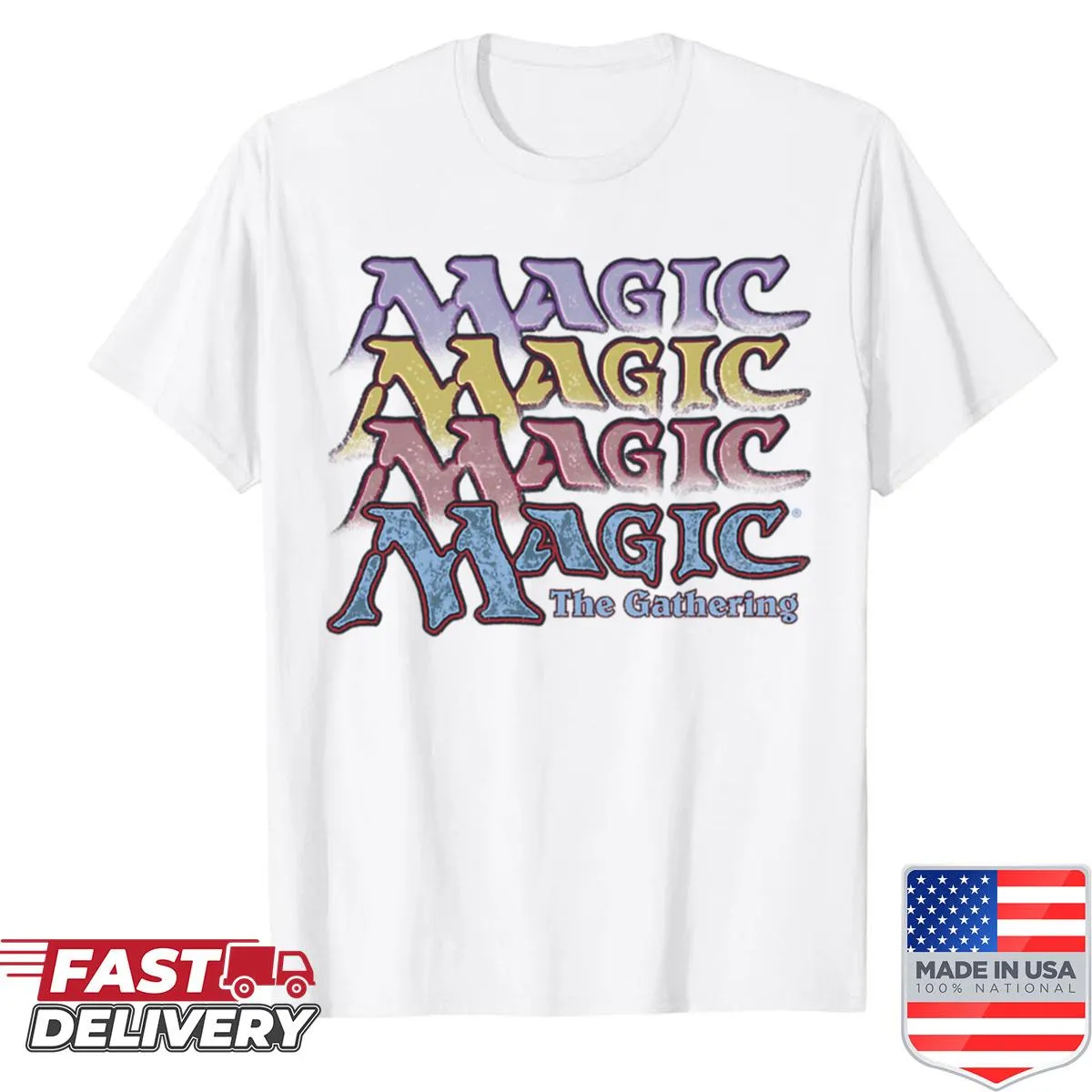 Shirt featuring a creative stacked magic logo design