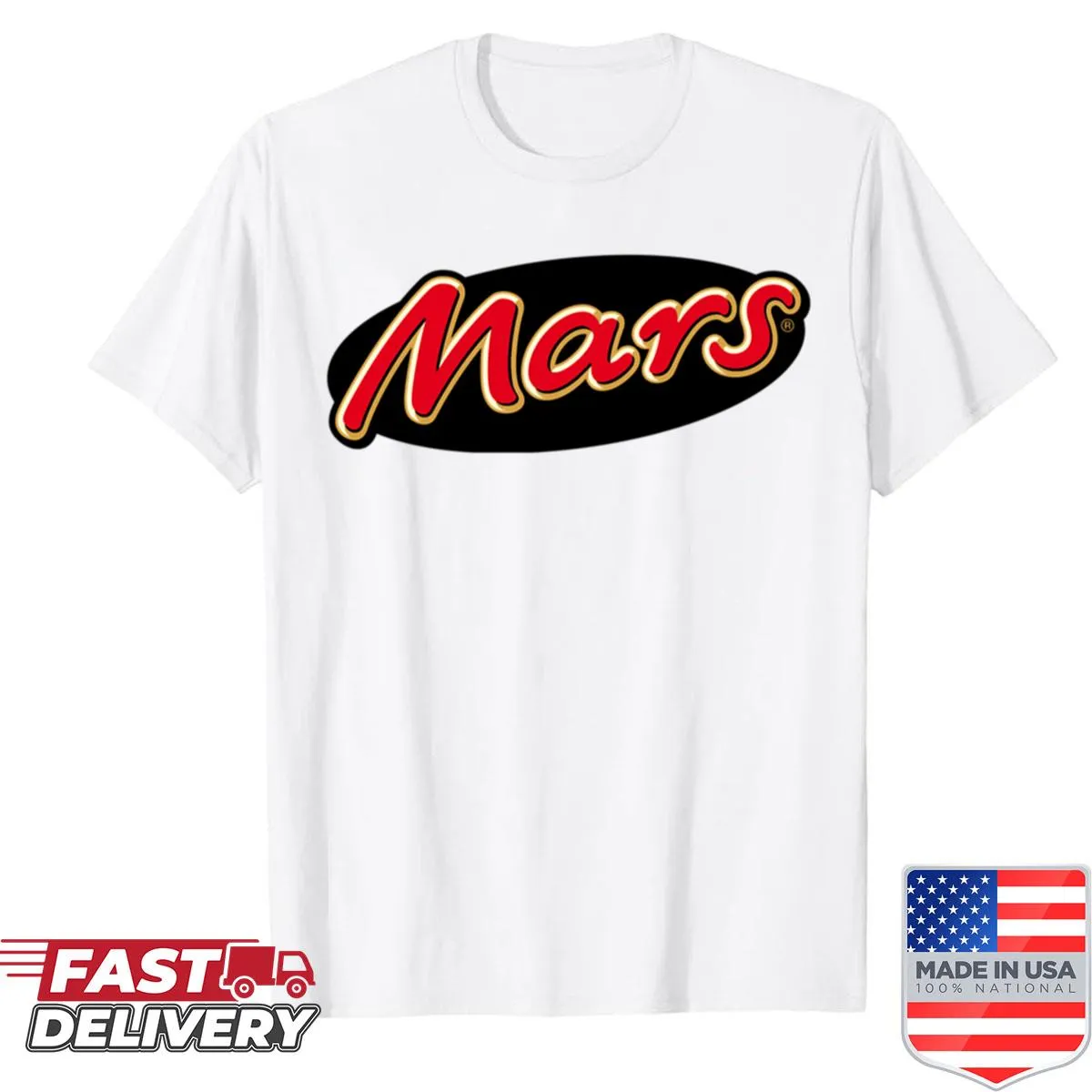 T-shirt featuring the Mars logo in a clean design