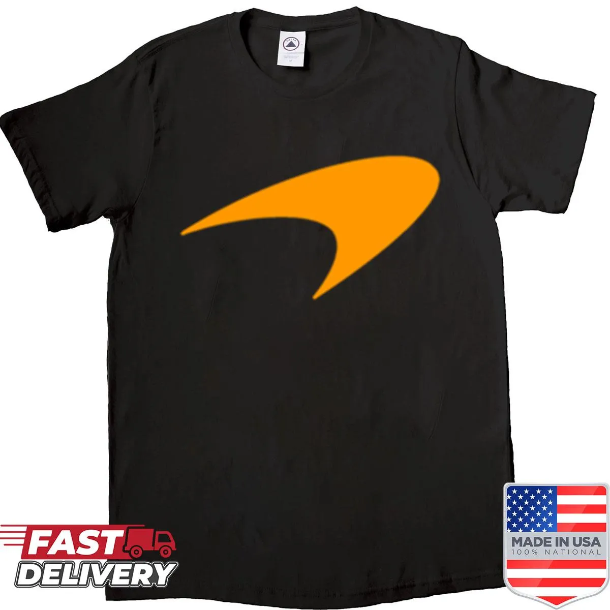 T-shirt featuring the McLaren Papaya logo