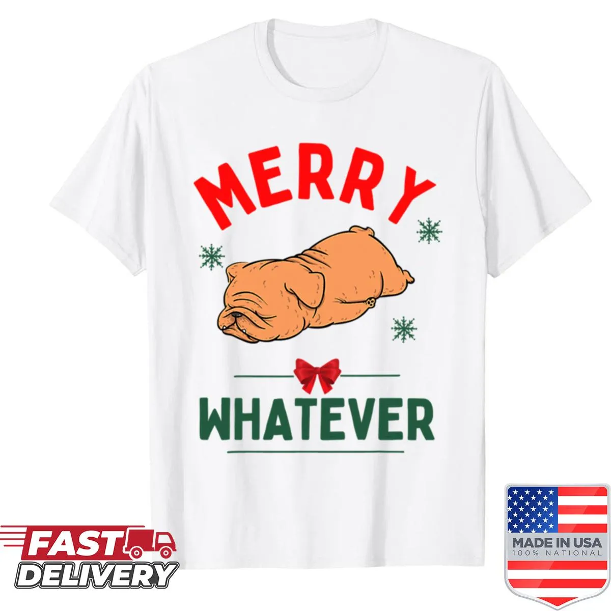 Playful typography Christmas design featuring dogs on a T-shirt