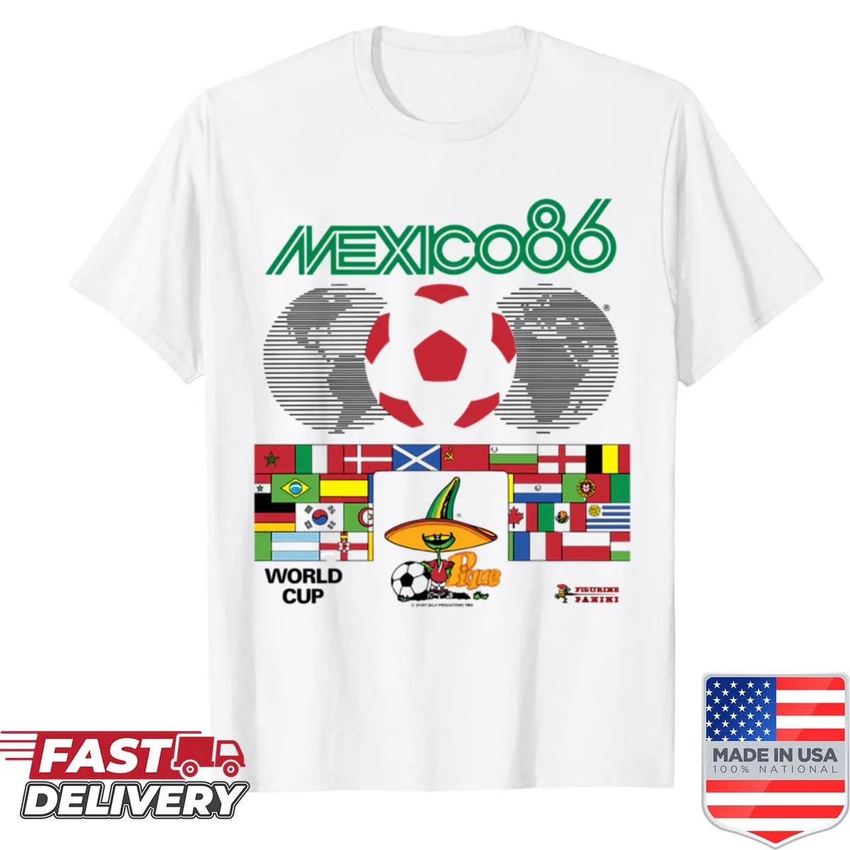 Shirt featuring the Mexico 86 World Cup logo