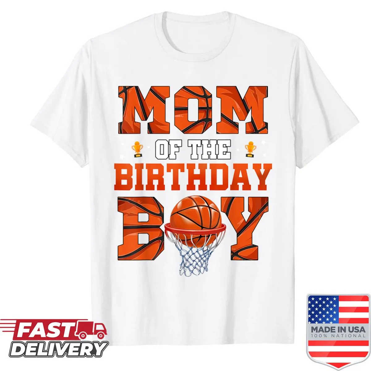 Birthday shirt for mom features basketball graphics and celebratory text