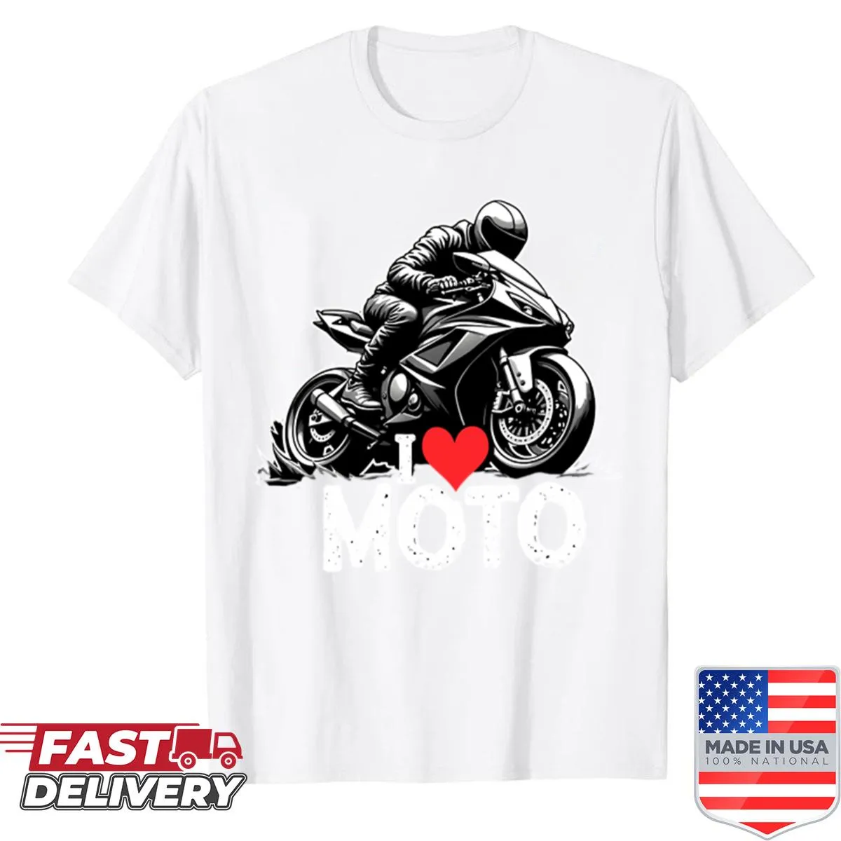 Motorcycle racing shirt featuring a dynamic sport bike graphic