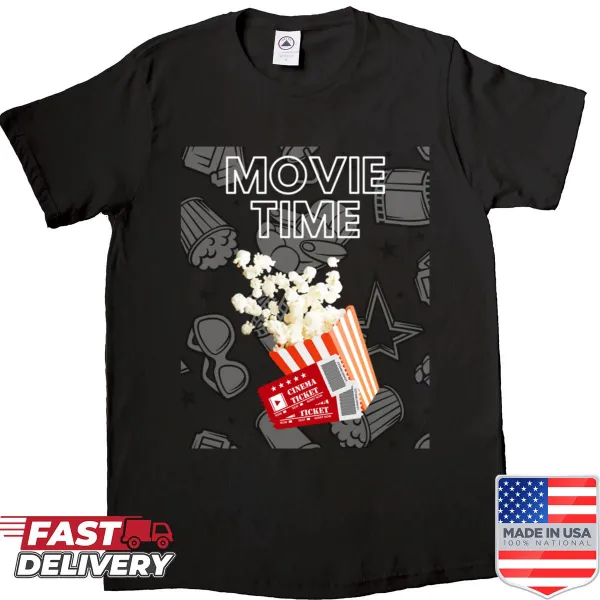Shirt with a fun 'Movie Time' phrase for film enthusiasts