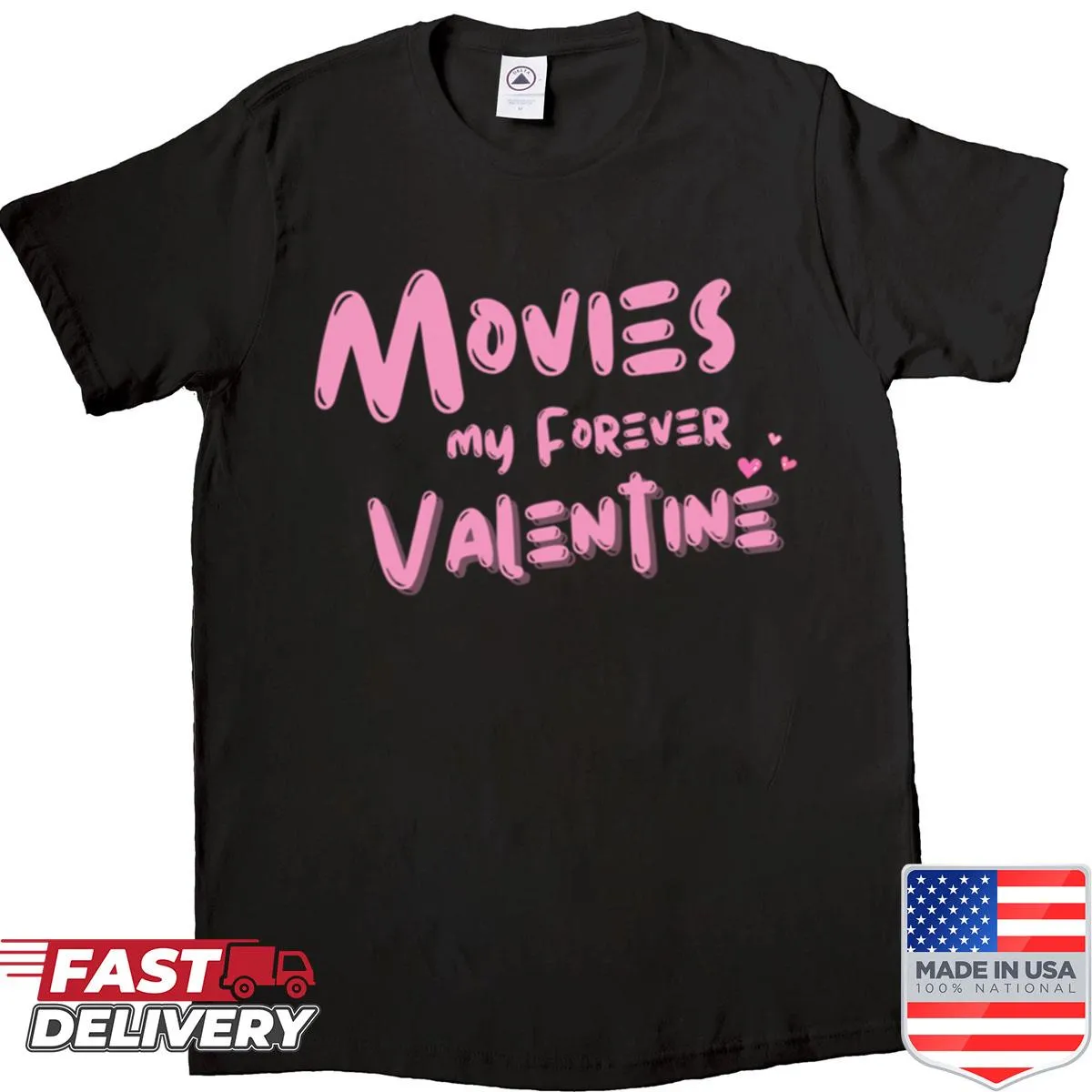 Sentimental graphic shirt celebrating movies and Valentine's Day