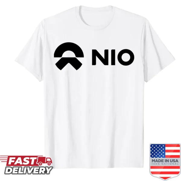 Minimalist Nio logo displayed on a shirt
