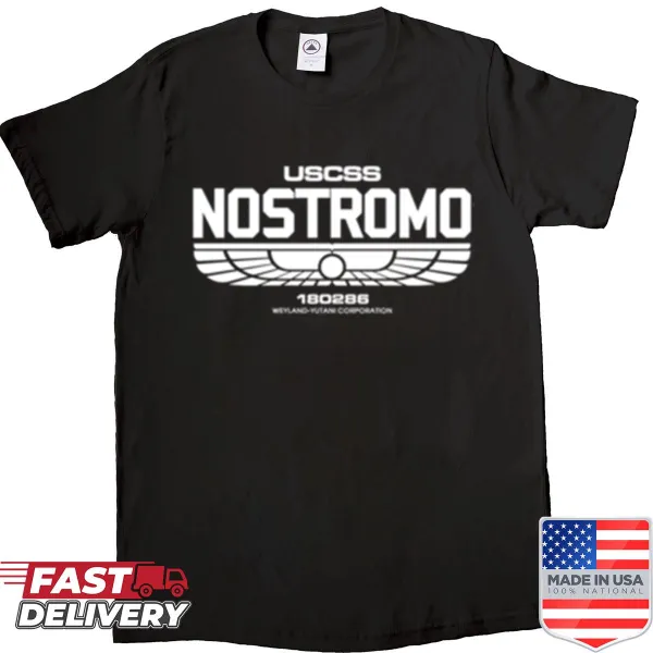 Silhouette of the Nostromo ship on a t-shirt