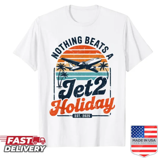 Vintage travel shirt with a design celebrating beach holidays.