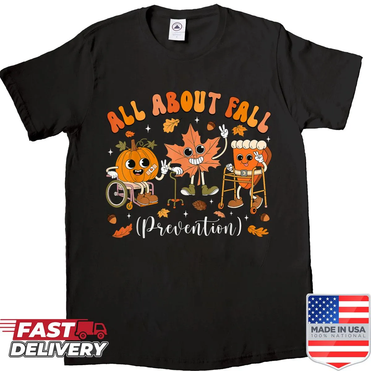 Engaging healthcare shirt promoting fall prevention for nurses