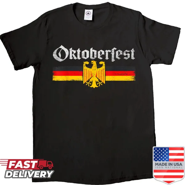 Vintage Oktoberfest shirt with lederhosen and beer graphic