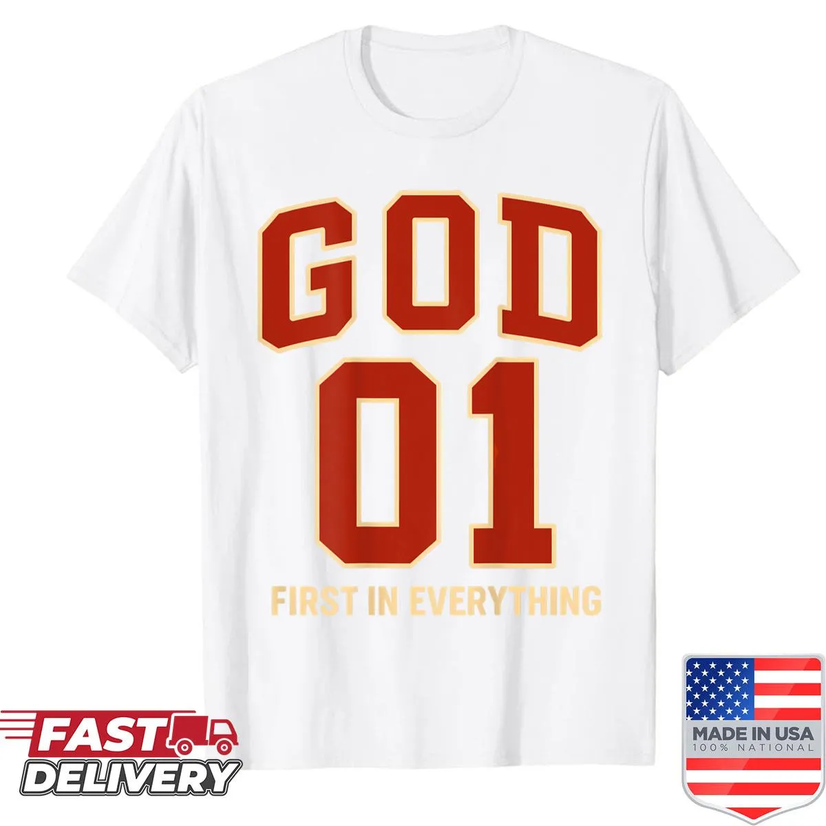 Sports jersey style Christian shirt with 'God Is 1' on the back
