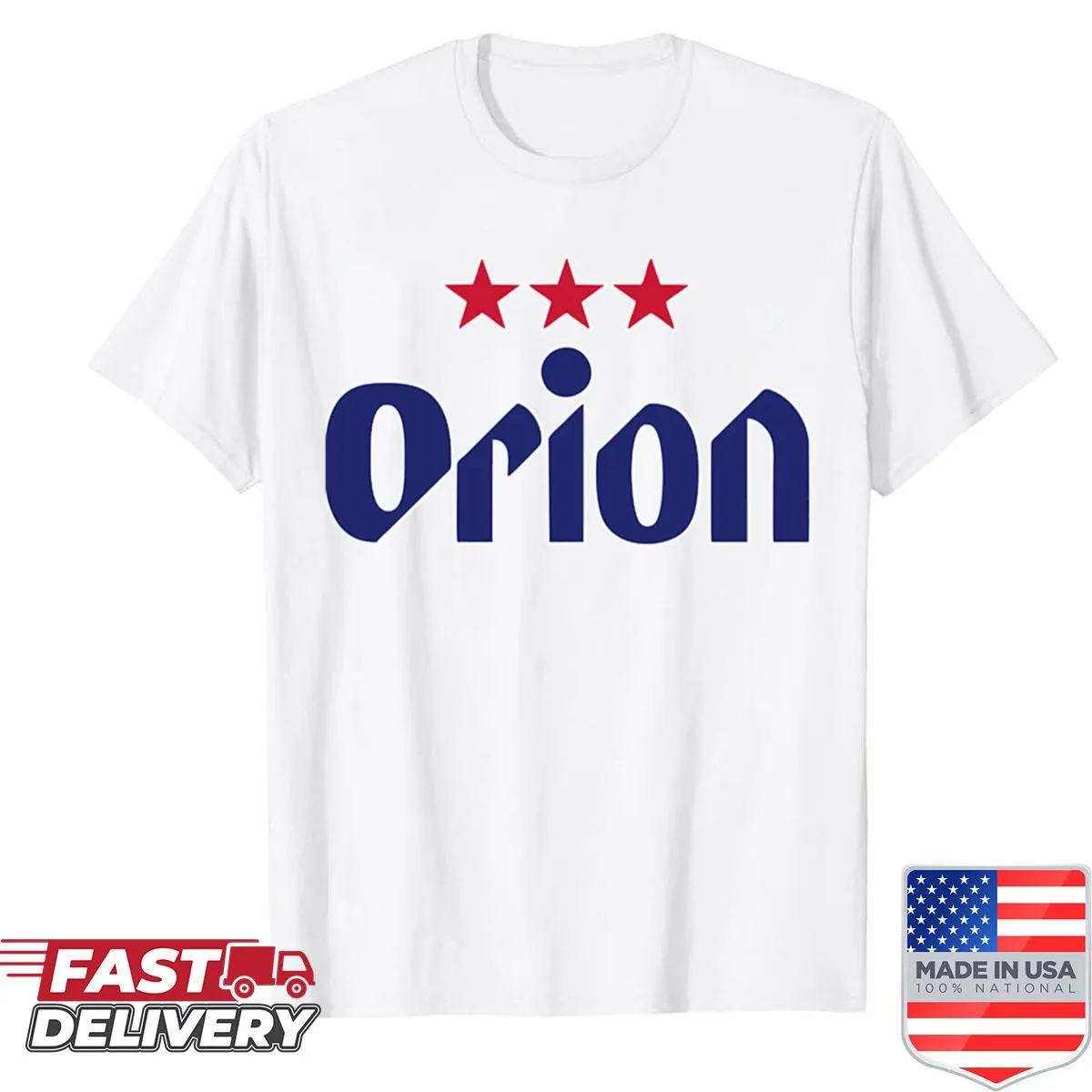 Orion Beer logo graphic shirt for casual wear