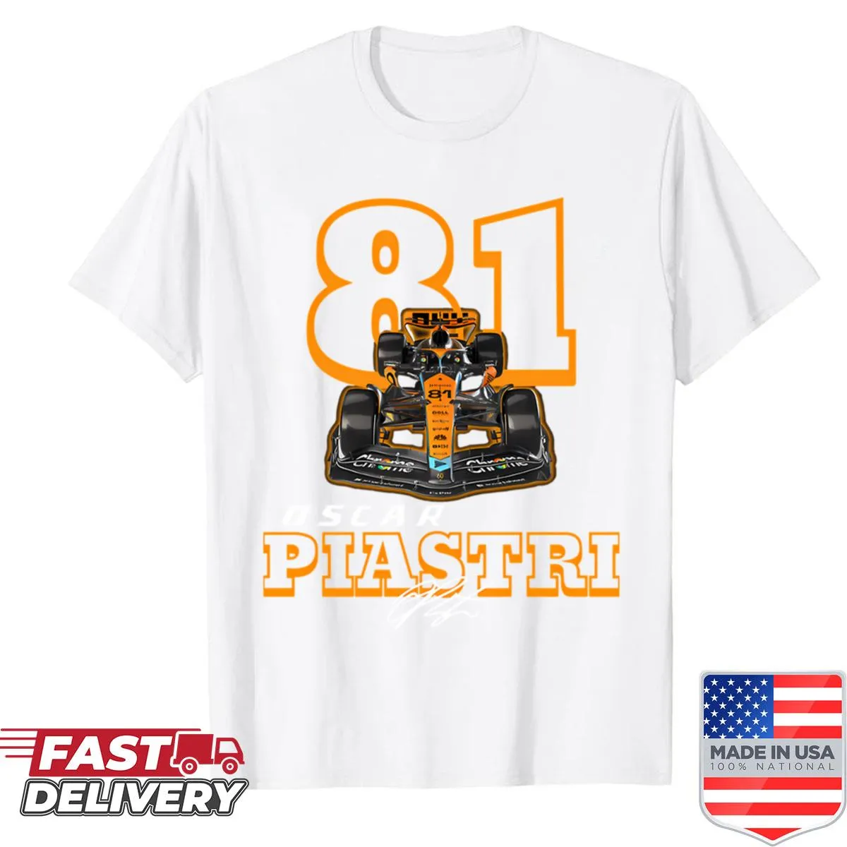 Sport T-shirt honoring Oscar Piastri with racing graphics