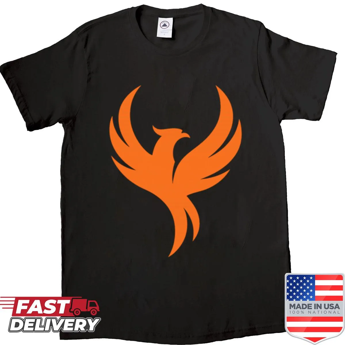 Silhouette of a phoenix on a t-shirt