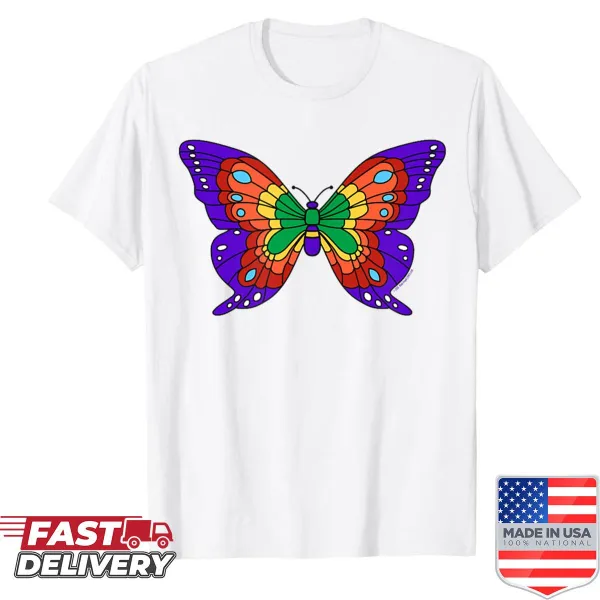 Butterfly graphic t-shirt inspired by Pink Floyd's music.