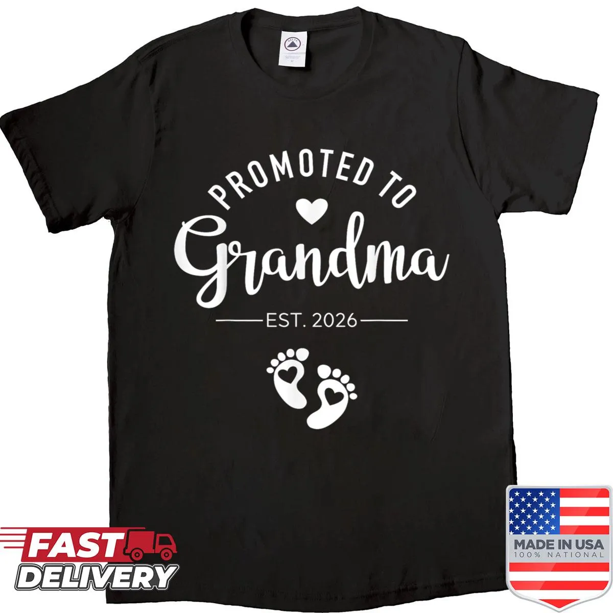 Promoted to Grandma 2026 shirt with playful typography