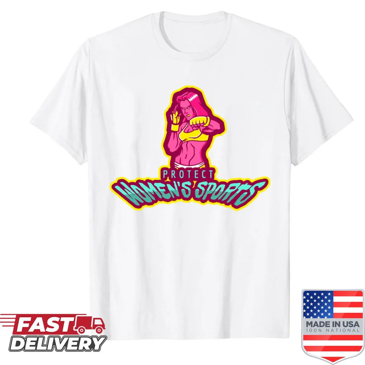 Bold typography T-shirt promoting women's protection