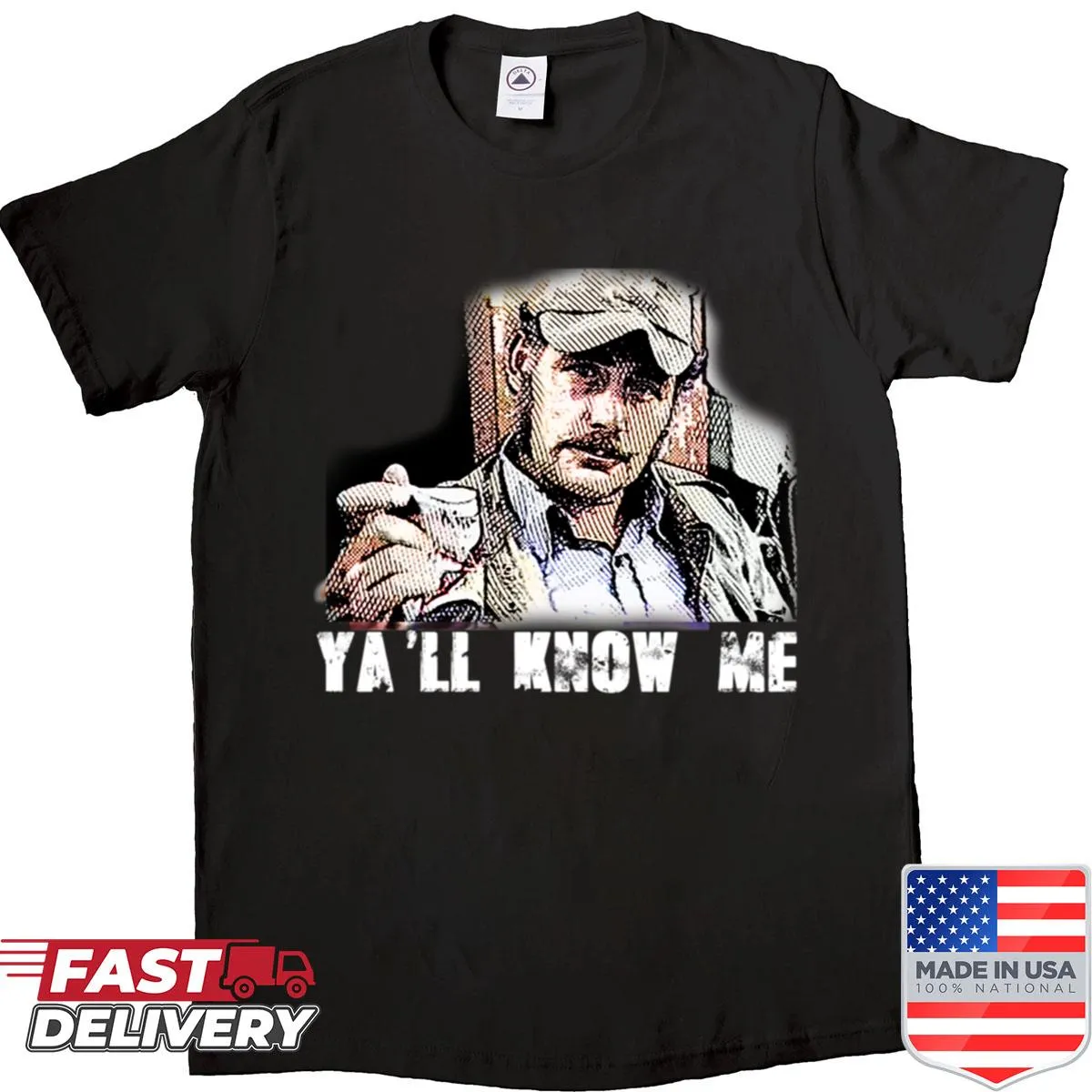 Jaws-themed shirt featuring the character Quint