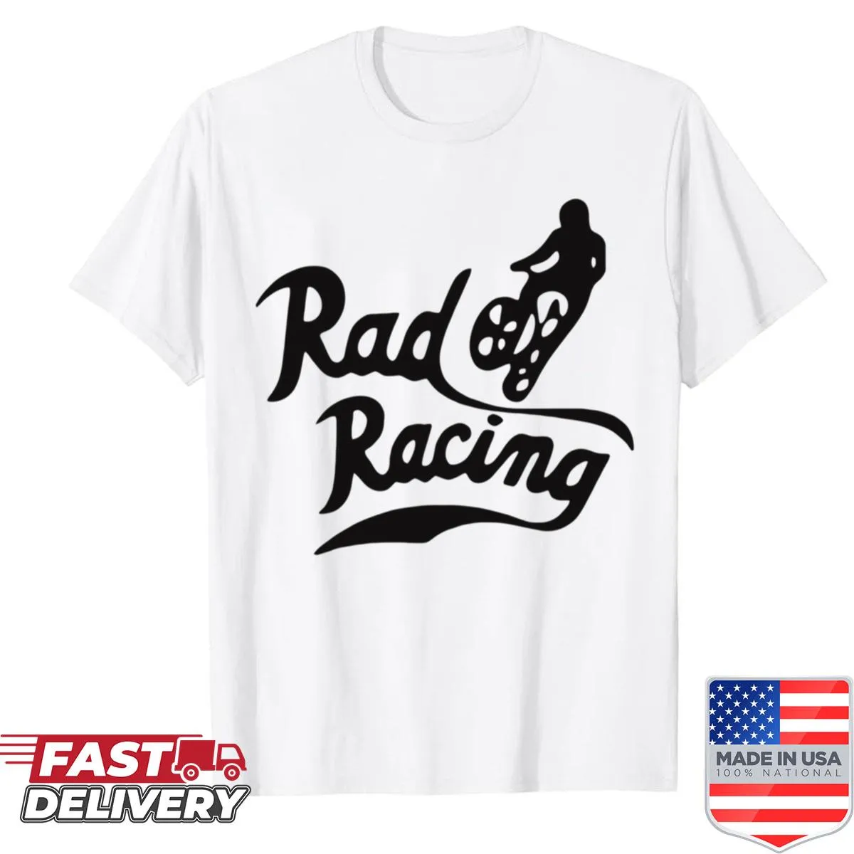 Rad Racing shirt with a logo representing speed and racing culture
