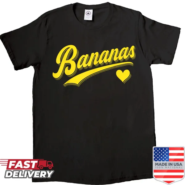 Heart-shaped graphic made of bananas on a t-shirt