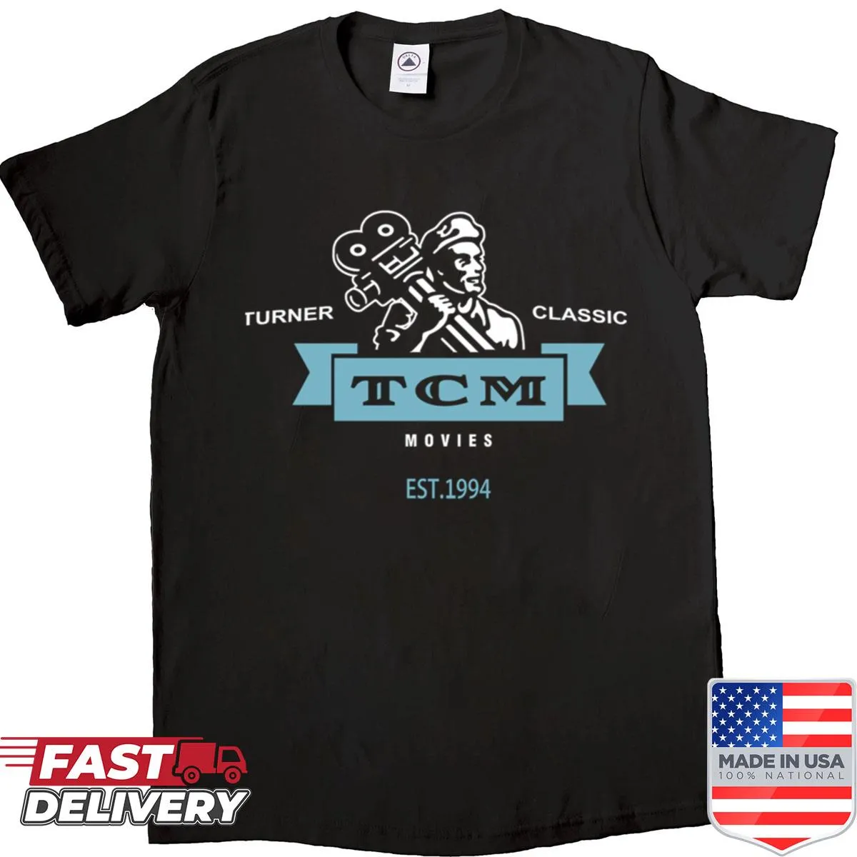 Nostalgic vintage Turner Movies t-shirt with classic film elements