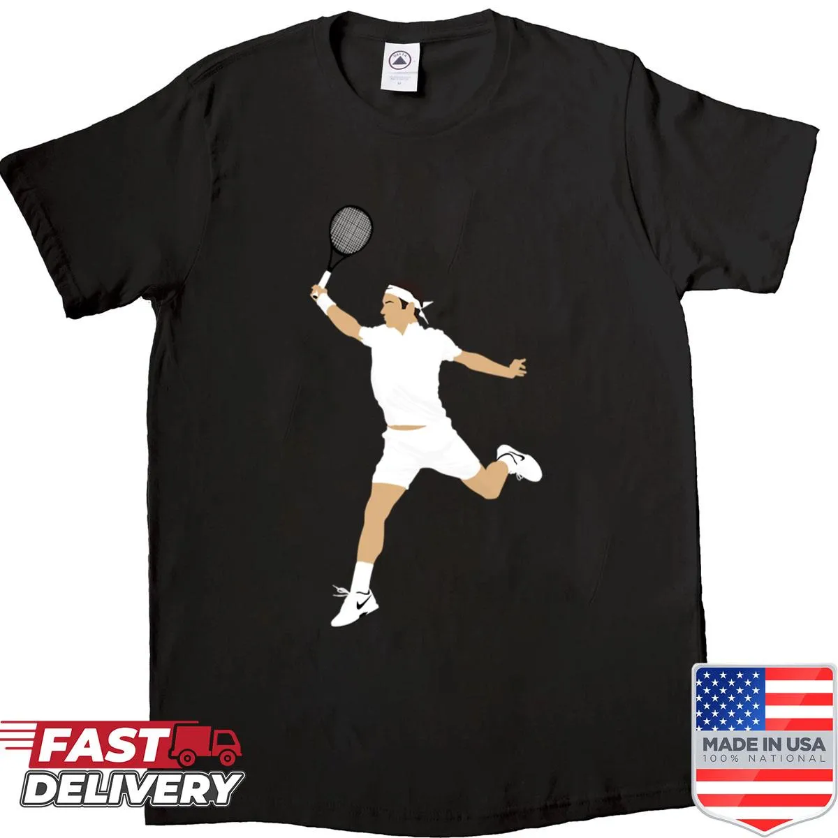 Minimalist silhouette shirt celebrating Rogr Federer