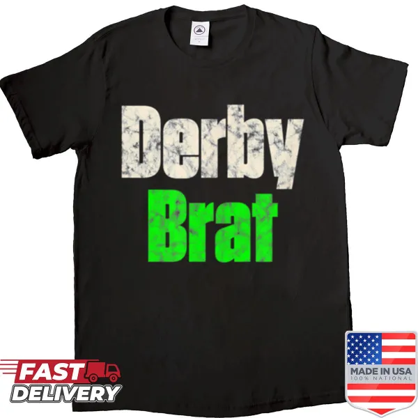 Playful t-shirt featuring a roller derby graphic and 'Derby Brat' text