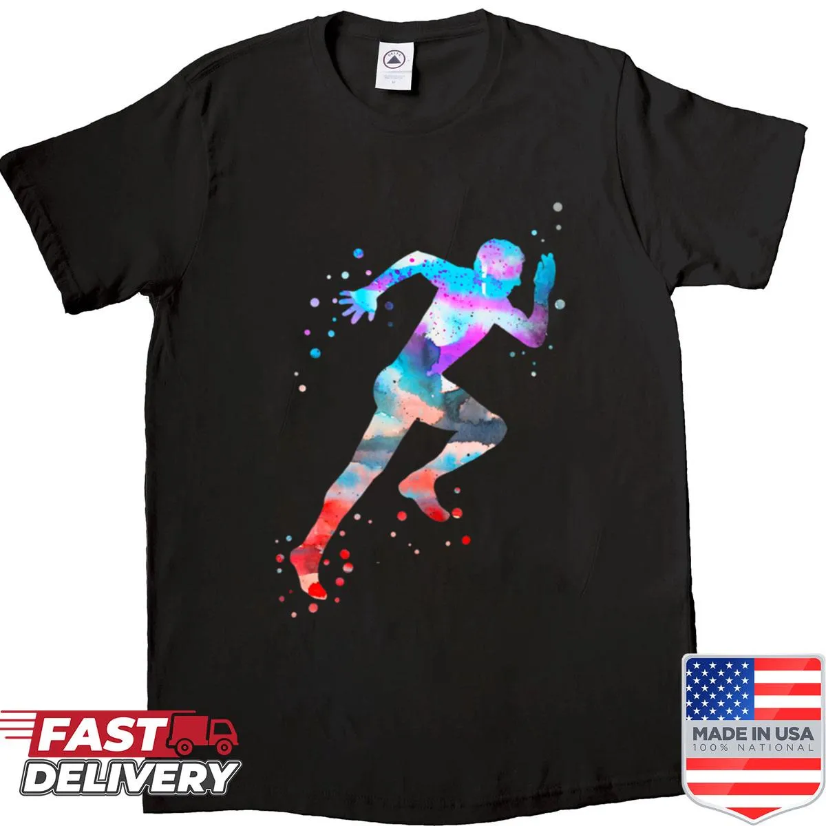 Sport shirt with a dynamic running figure illustration