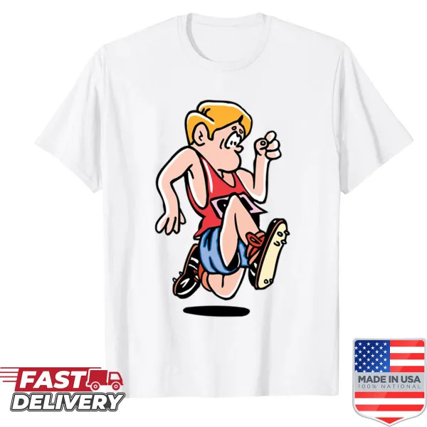Cartoon running design T-shirt