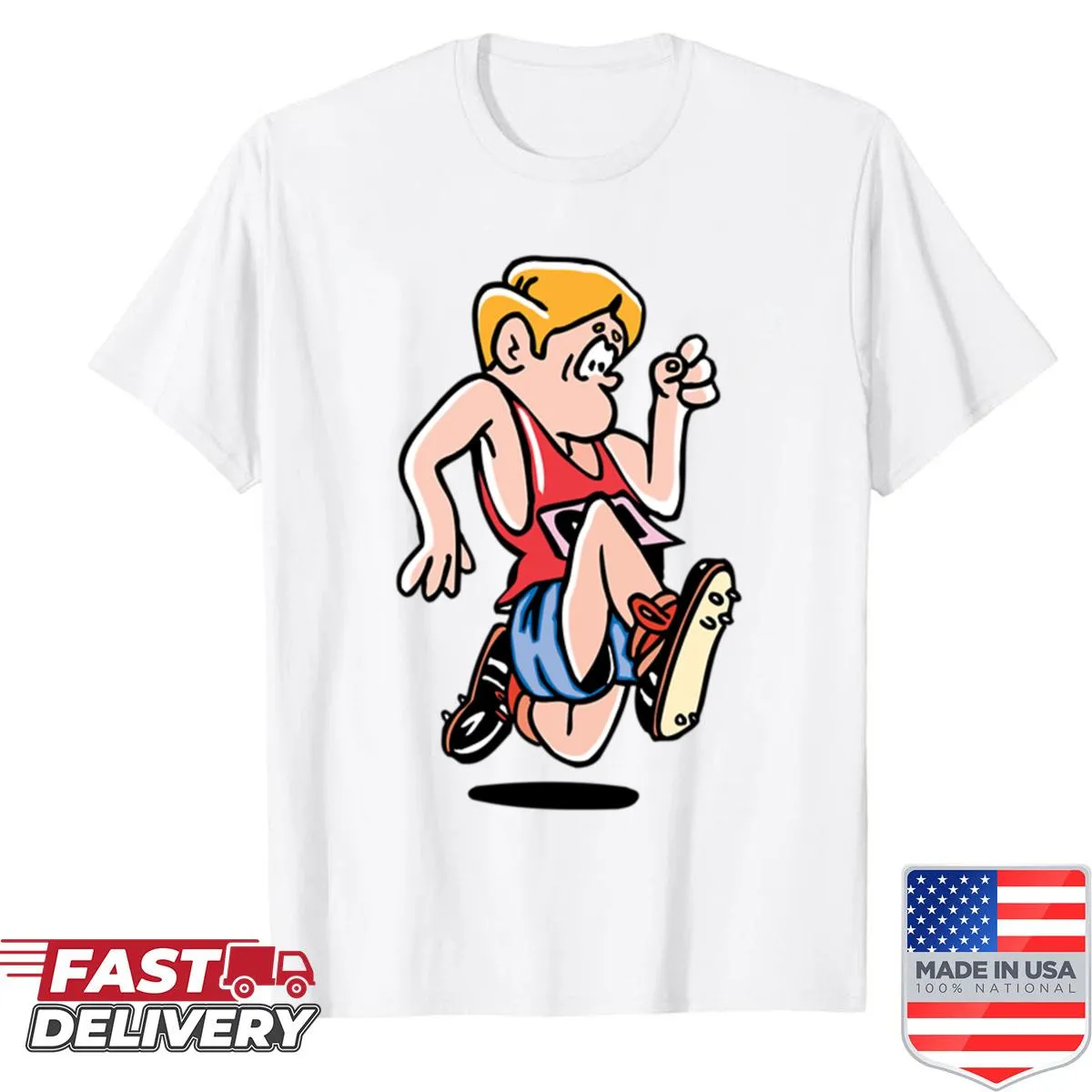 Cartoon running design T-shirt