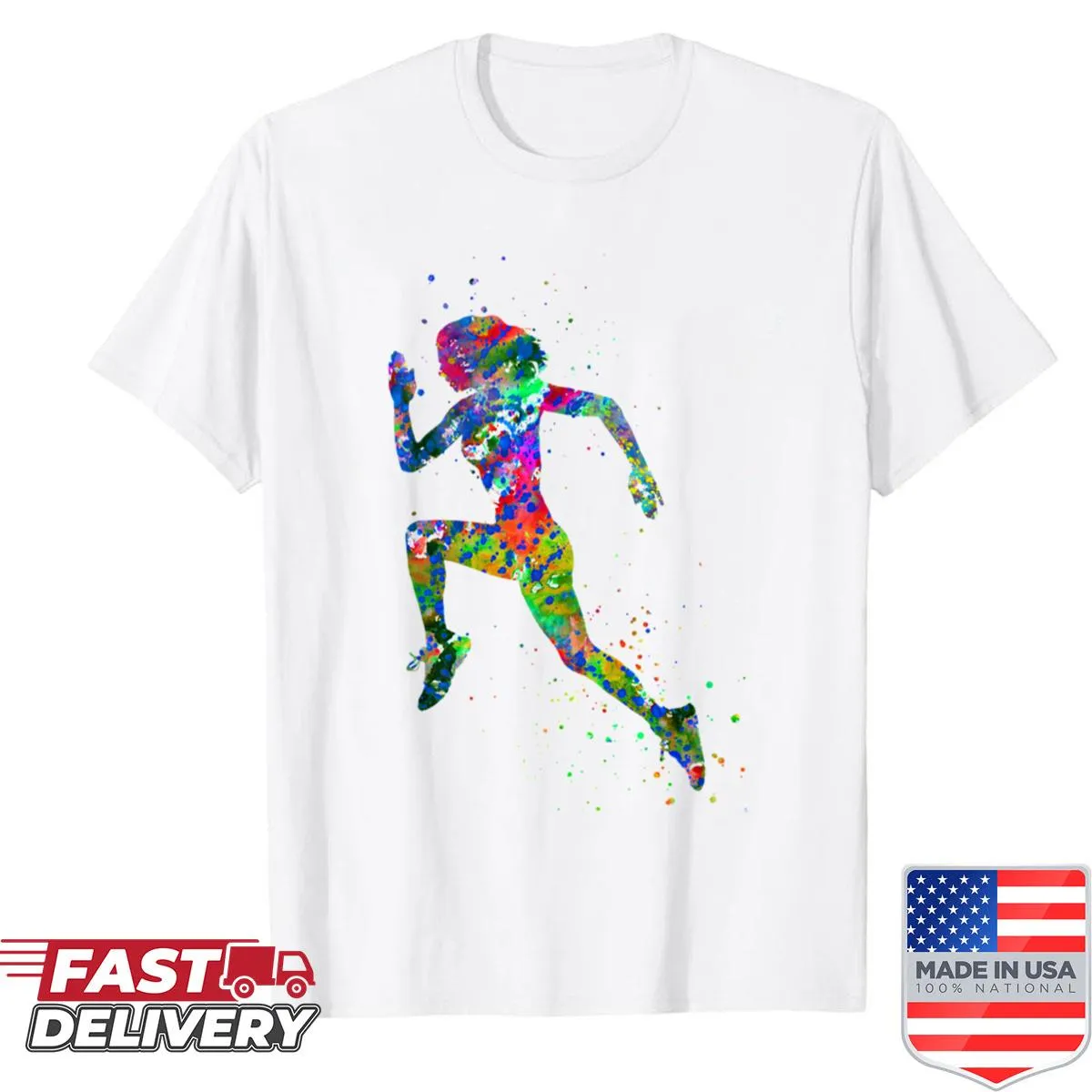 Running woman graphic sport shirt designed for active wear