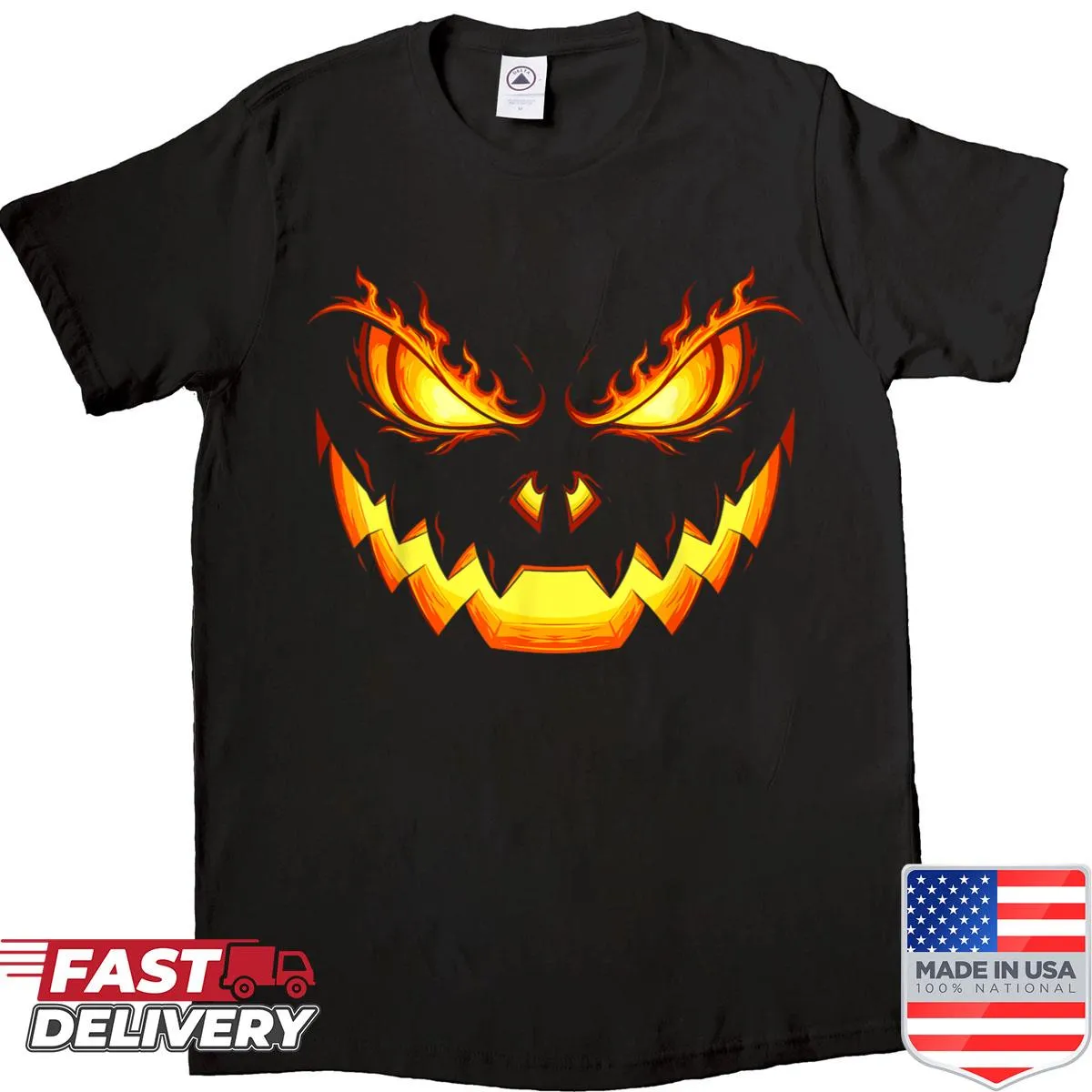 Jack O Lantern face illustration for Halloween on a t-shirt