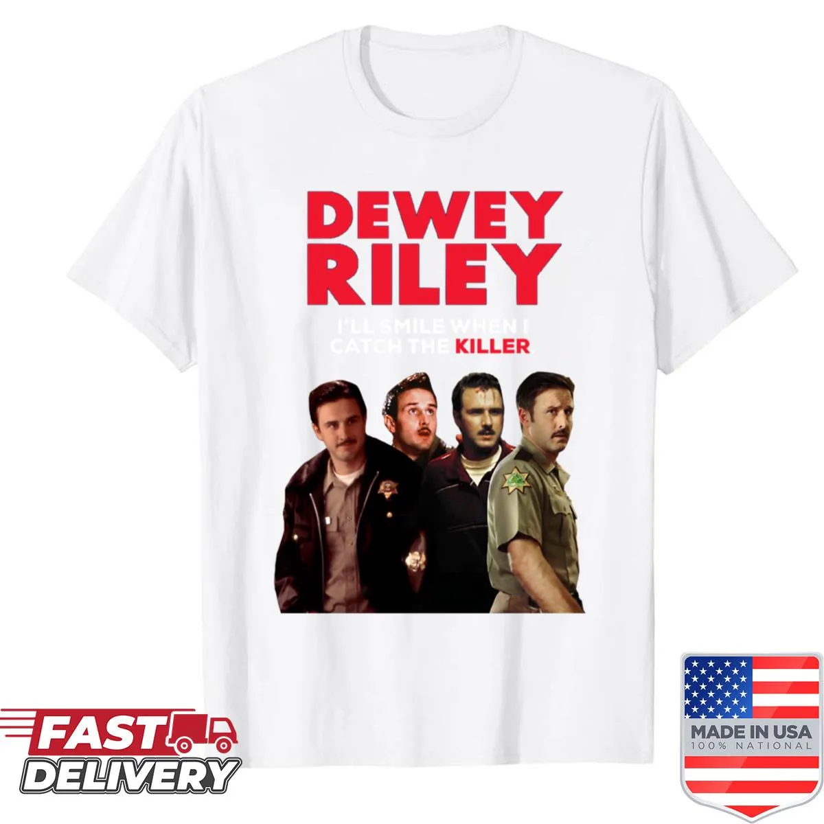 Cartoon graphic shirt featuring Dewey Riley from Scream