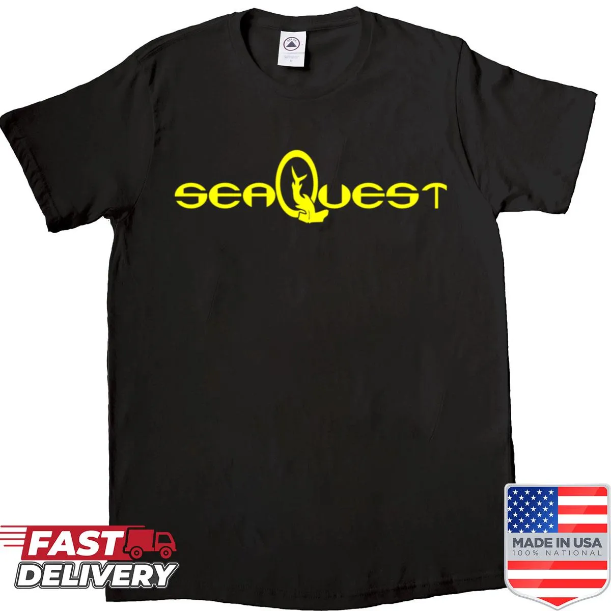 T-shirt featuring the Seaquest logo in a clean design.