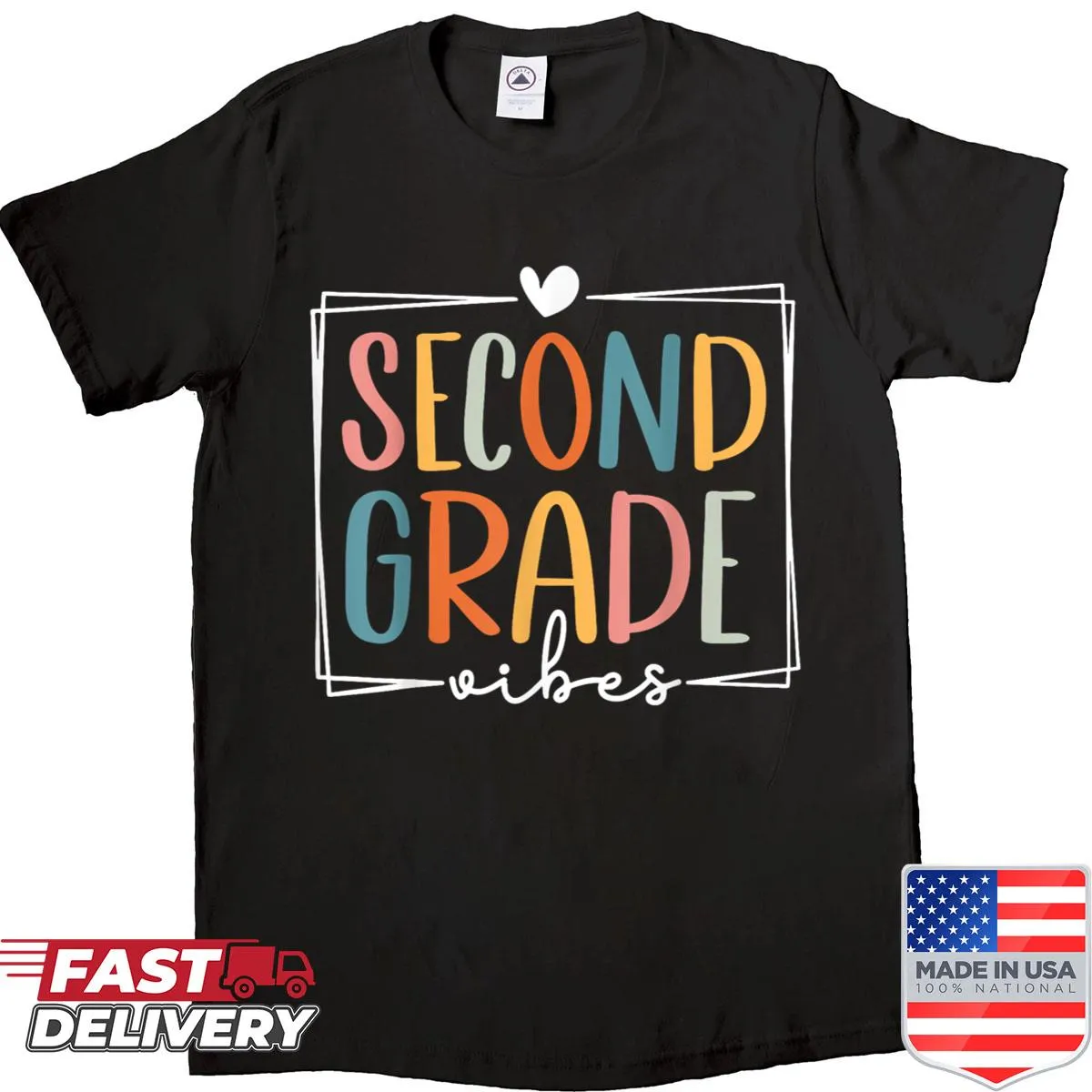Cheerful shirt for kids celebrating second grade vibes