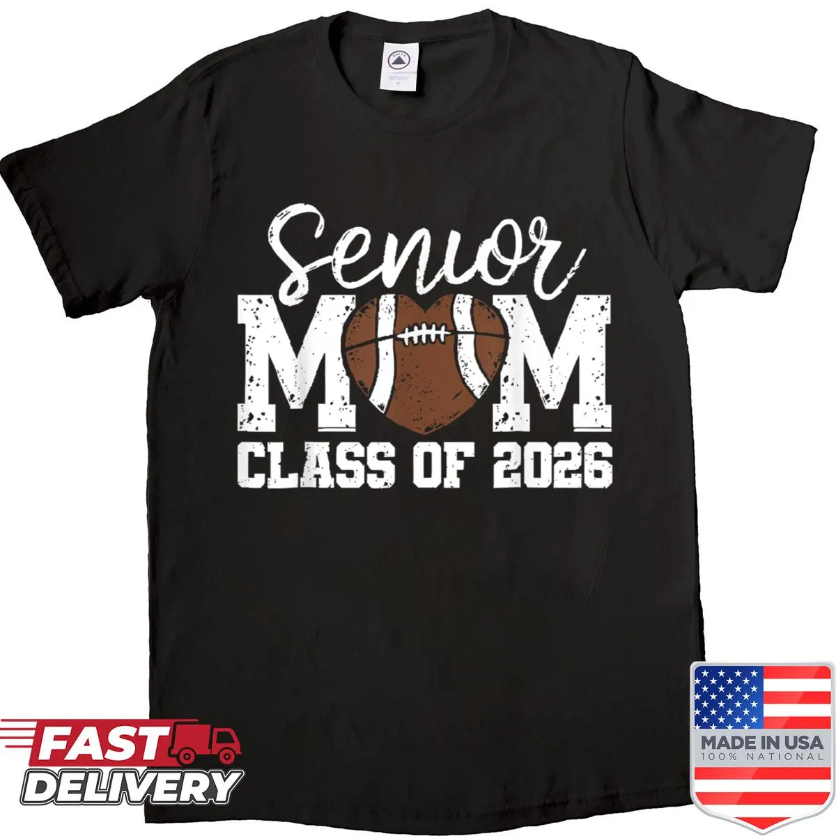 Typographic design celebrating senior football moms, Class of 2026