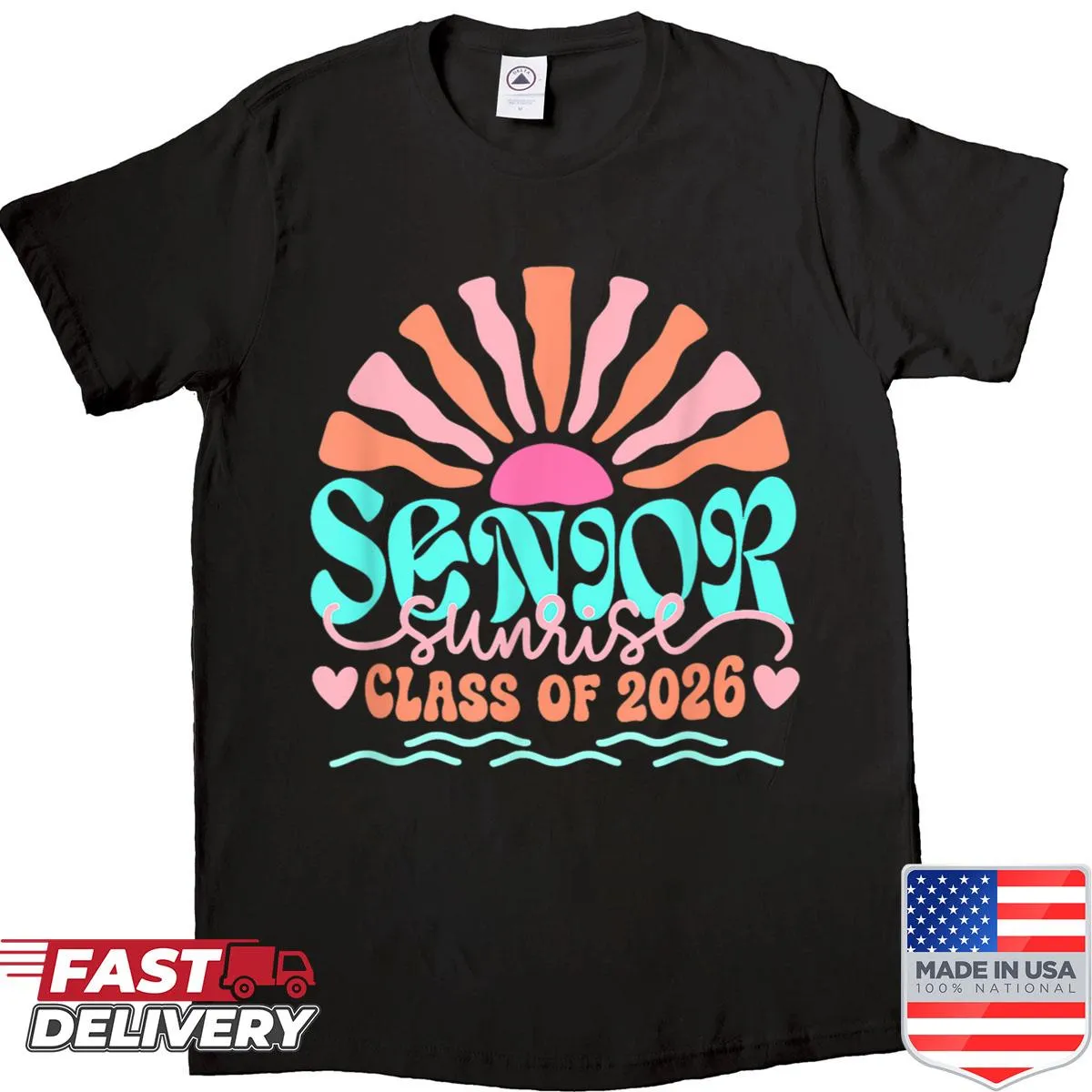 Graduation shirt for Class of 2026 with senior sunrise design