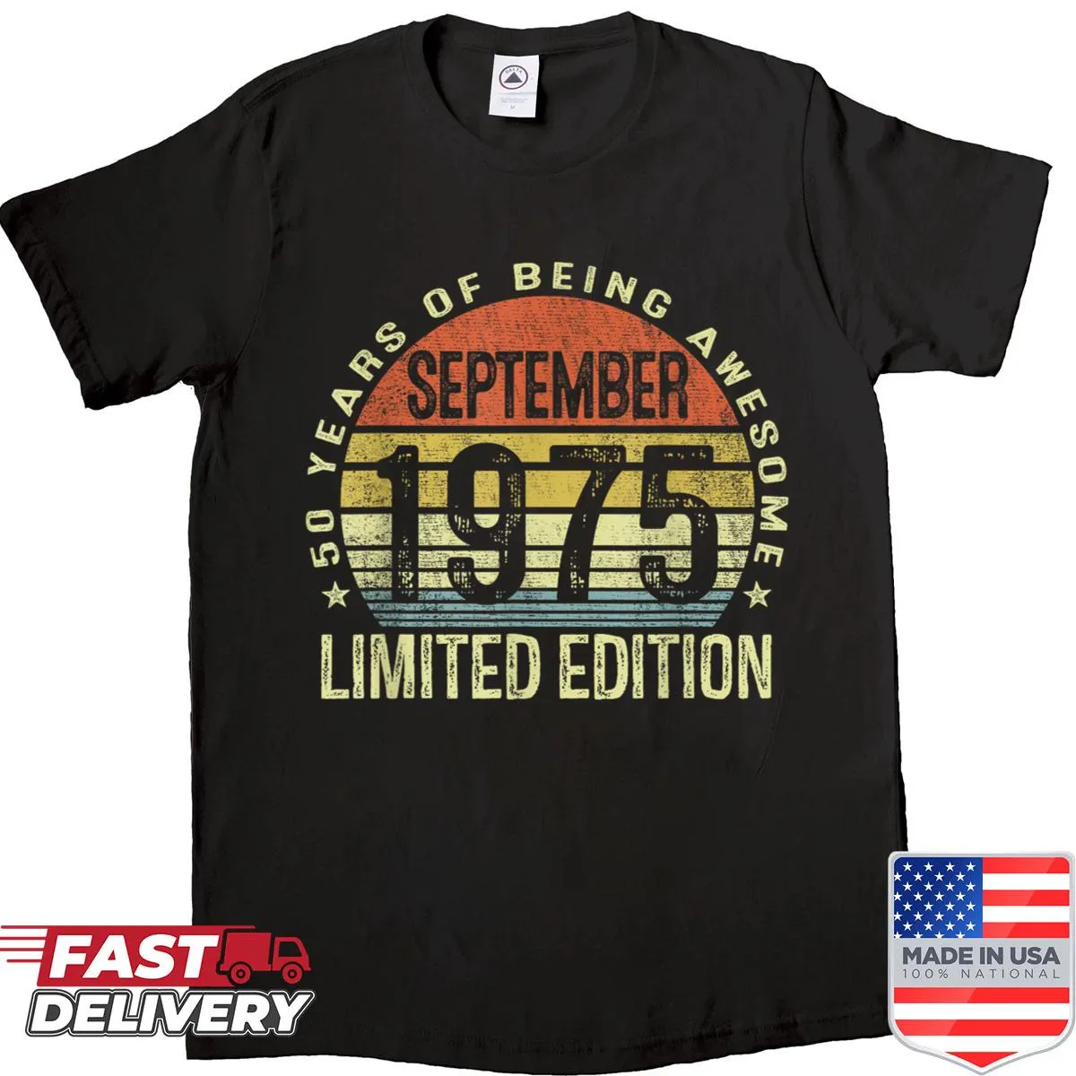 Vintage-style shirt celebrating a September 1975 birthday
